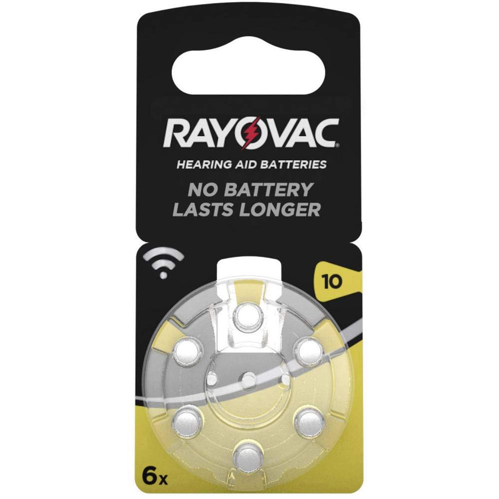 Rayovac 10 Hearing Aid Battery Pack - 6  Zinc Air Batteries, 105 mAh
