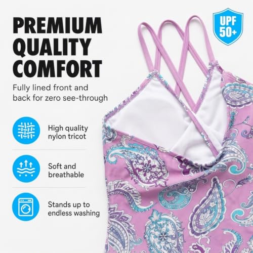 Image of Kanu Surf Girls' Reese UPF 50 Beach Sport Criss-Cross One Piece Swimsuit