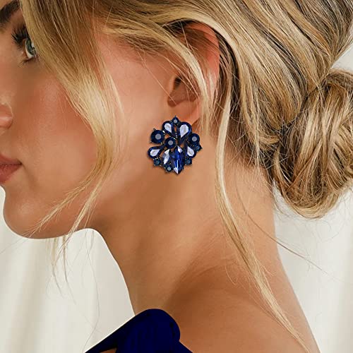 Flyonce Flower Clip-on Earrings for Women, Rhinestone Crystal Floral Clip On Earring3