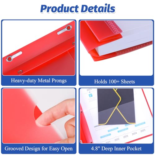 Image of Ndsox 30 Pack Plastic Report Covers with 3-Prong Fasteners for Letter Size