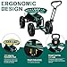 Rolling Garden Seat Cart - Comfortable Gardening Stool with Extendable Handle, 360° Swivel Seat, Inflatable Tires for All Terrains, Tool Storage, Sturdy Steel Construction, Easy Gardening & Weeding