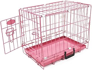 Foldable Pink Metal Dog Puppy Cage Crate in 4 Sizes (20" Pink Cage)
