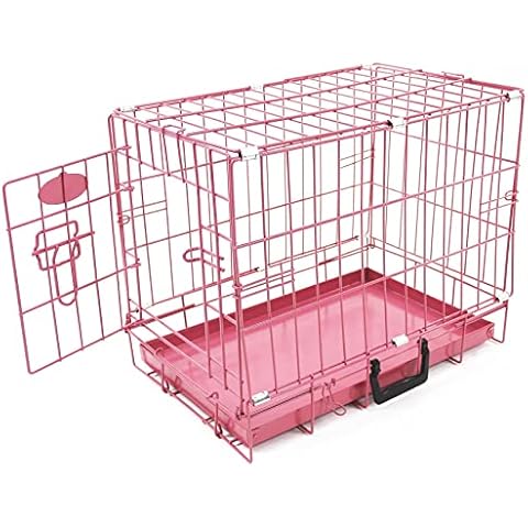 Foldable Pink Metal Dog Puppy Cage Crate in 4 Sizes (20" Pink Cage) Cover