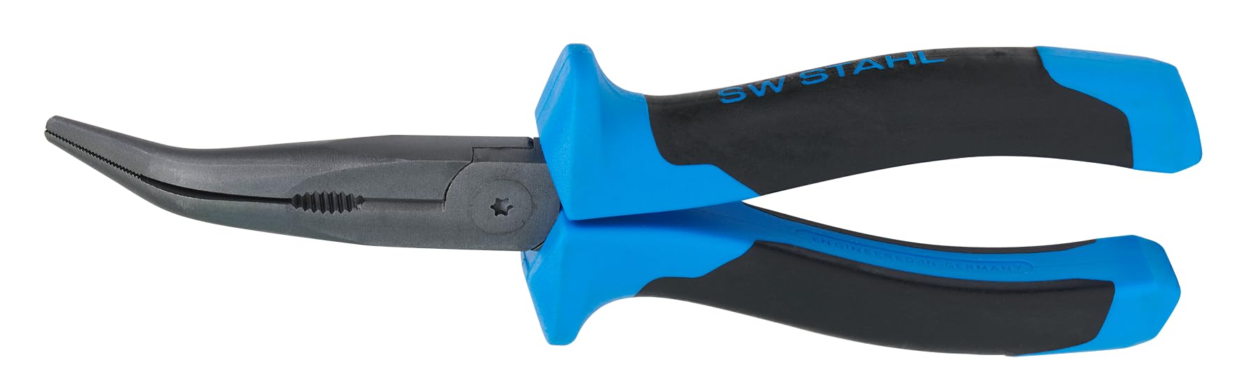 SW-Stahl 40746L Szczypce 200 mm Wygięte - Szczypce Płaskie CrV i Okrągłe | Narzędzia warsztatowe z uchwytem 2K, końcówka kątowa 45 stopni, hartowane indukcyjnie, dla elektryków i mechaników.