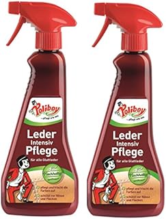 Poliboy - Leder Intensiv Pflege - Sprühmatic Flasche - reinigt, pflegt und schützt alle Glattleder - Imprägnierer - 2er Pack - 2x375ml (750ml) - Made in Germany