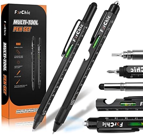 Multitool Pen Set, LED Light,Touchscreen Stylus,Ruler, Level,Bottle Opener,Screwdriver, Christmas Birthday Tool Gifts for Men, Father/Dad, Husband, Women