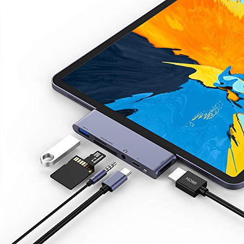 USB C Hub for iPad Pro 2018, 6 in 1 USB C to