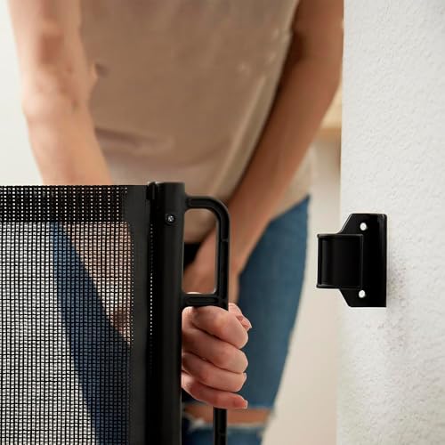 Portão Segurança Bebês Pets Cercadinho Grade Retrátil Safety (Preto, Padrão)