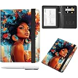 Passport and Vaccine Card Holder Cover Combo,Travel Passport Holder Wallet with RFID Blocking, Leather Vaccine Card Slot Passport Cover Case for Women & Men,African American Woman-1120