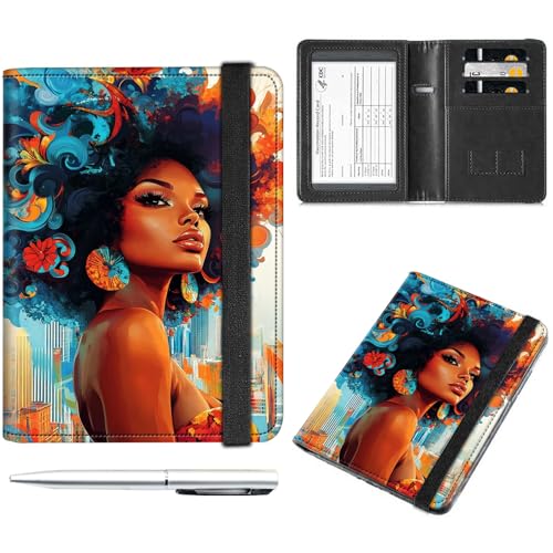 Passport and Vaccine Card Holder Cover Combo,Travel Passport Holder Wallet with RFID Blocking, Leather Vaccine Card Slot Passport Cover Case for Women & Men,African American Woman-1120