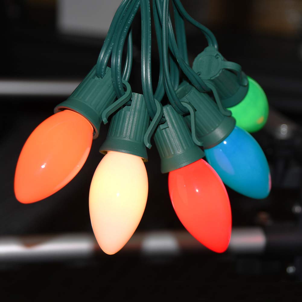 25 Pack C9 LED Christmas Light Bulbs 0.6 Watt E17 Base Night Light Warm White