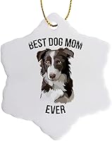 Vista 1 de Adorno de porcelana de copo de nieve de 3 pulgadas - Las mejores ilustraciones de Border Collie Dog Mom Ever