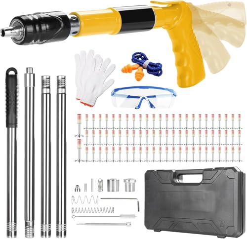 Cloueur Beton, Cloueuse Rivet Gun, Pistolet à Clous Manuel avec 5 Niveaux de Réglable, Pistolet à Ongles Portable avec 120 Clous Ronds, Kit pour Ongles en...