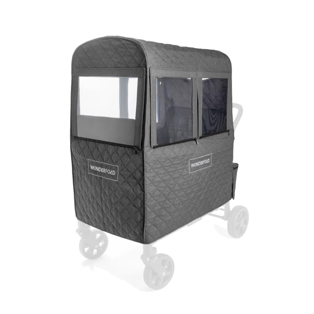 WONDERFOLD Cold Weather Shield Stroller Cover for Winter Made of Premium Breathable Cationic Fabric Filled with Cotton for Warmth, Hook-and-Loop Window Openings (Fits Only W1 OG)