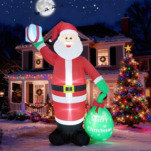 Moxled Aufblasbare Weihnachtsdeko Außen, 2,4M Weihnachtsmann...