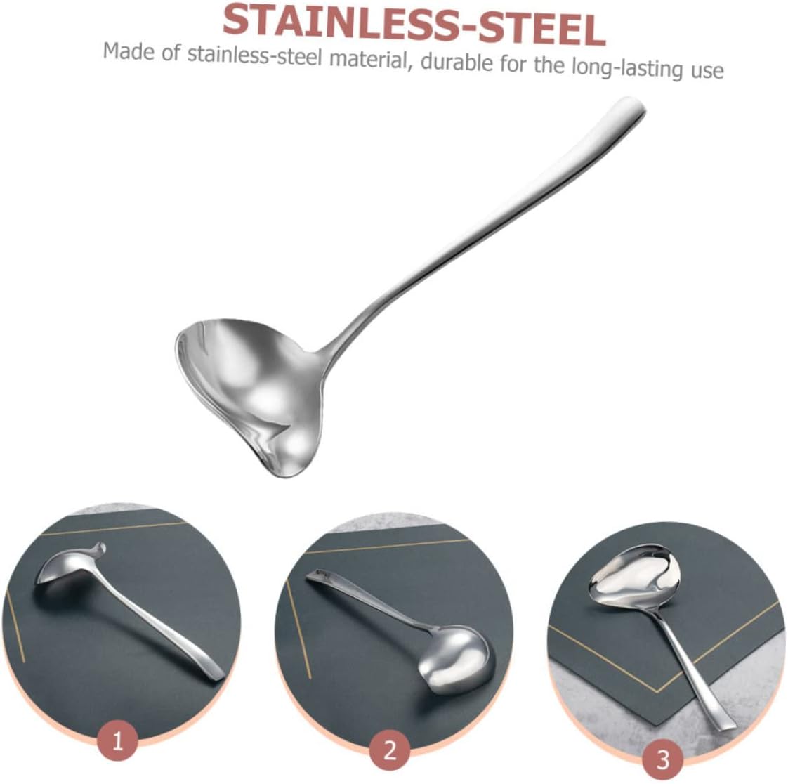 SOLUSTRE Stainless Steel Gravy Ladle Twist Spout Heavy-Duty Kitchen Soup Spoon for Sauces and Oils for Cooking and Serving 12-inch Length
