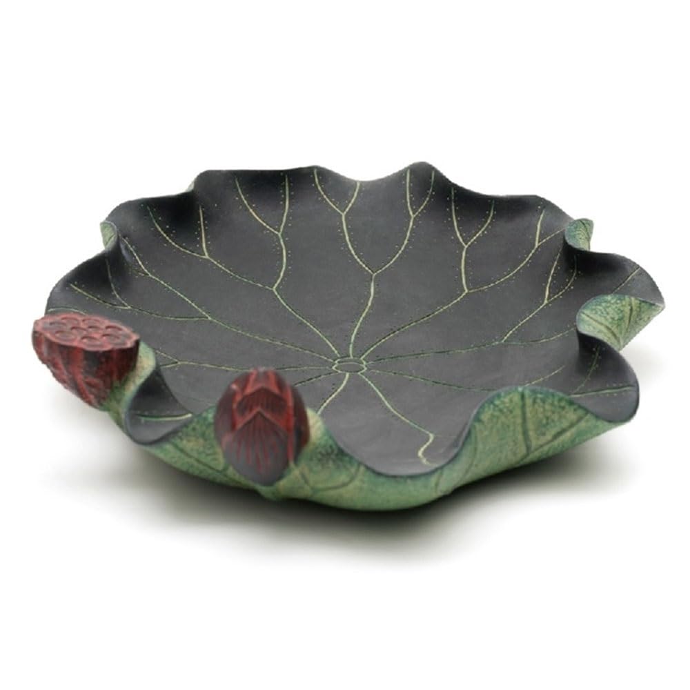 HPTHLY Fruit Plate Artificial Stone Fruit Bowl, Painted Lotus And Lotus Leaf Fruit Plate, Salad Plate Vintage Style Fruit Plate Dessert Plates Dried Fruit, Home Decoration Fruit Bowl