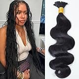 YWIGS Body Wave Human Braiding Hair for Boho Braids 50G No Weft Virgin Human Hair Bulk Human Hair for Braiding 20inch