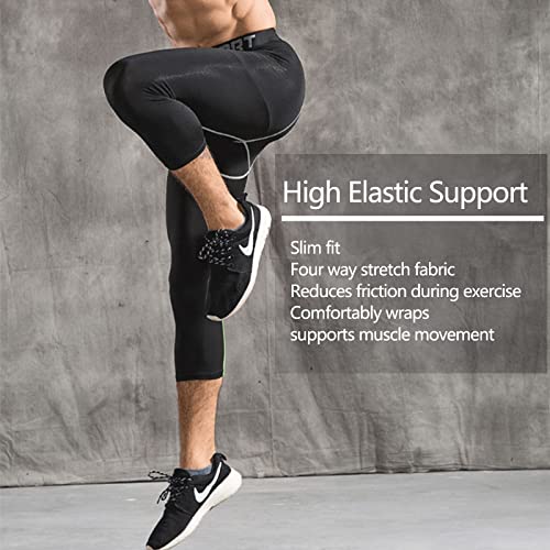 SS COLOR FISH 3 Pack 3/4 Men's Compression Pants Athletic Baselayer Workout Sports Running Legging Running Tights for Men2