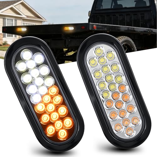 Image of Nilight Strobe Lights 2PCS 6Inch Oval 24LED Amber White Warning