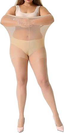 MANZI Women's 2 Pairs Plus Size Control Top Tights Ultra-Soft Panty Hose