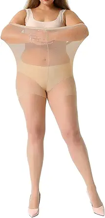 MANZI Women's 2 Pairs Plus Size Control Top Tights Ultra-Soft Panty Hose