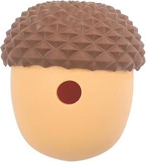 Interactive Dog Toy Treat Dispensing Ball Pet Slow Feeder Leaky Food Resistant Dog Ball Toy for Indoor Small/Large Breeds, Brown with Yellow