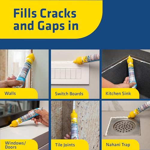 Dr. Fixit Kwik N Ezee Wall Gap & Crack Filler, 150gm (White), DIY Waterproofing for Home Repairs, Kitchen Sink & Wall Cracks, Bathroom Tile Gaps Sealant, Metal, Wood, PVC, Best for Wet & Damp areas (Image - 4)
