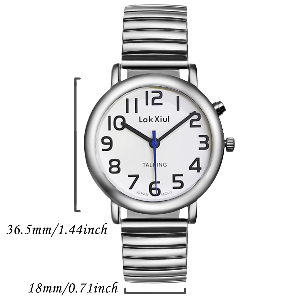 Reloj de pulsera analógico unisex para personas mayores y ciegas con discapacidad visual, reloj de pulsera analógico de voz con reloj despertador y fecha