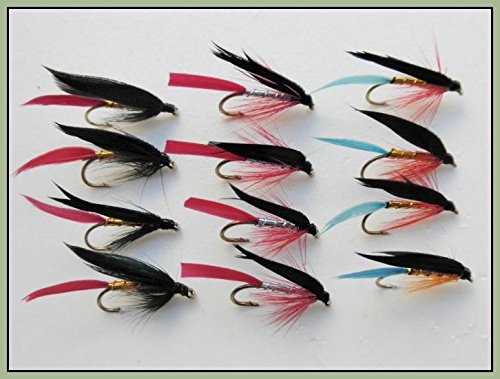 12 Wet Fishing Flies - Butchers, Gold, Bloody & Kingfisher (12)