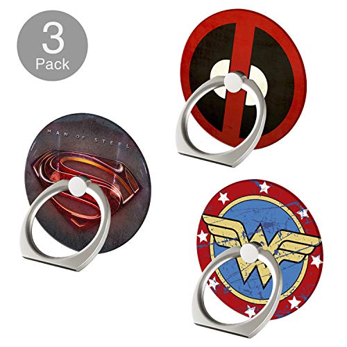 Phone Ring Stand, Superheroes [3 Pack] 360 Rotation Cell Phone Kickstand Finger Grip Holder Mount for iPhone 6s/6 Plus/8/7 Plus, iPhone X, Samsung Galaxy S9/S9 Plus/Note 9, Smartphone and Tablet