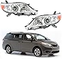 munirater Chrome Housing Halogen Headlight Assembly Replacement for 2011-2020 Sienna Driver and Passenger Side