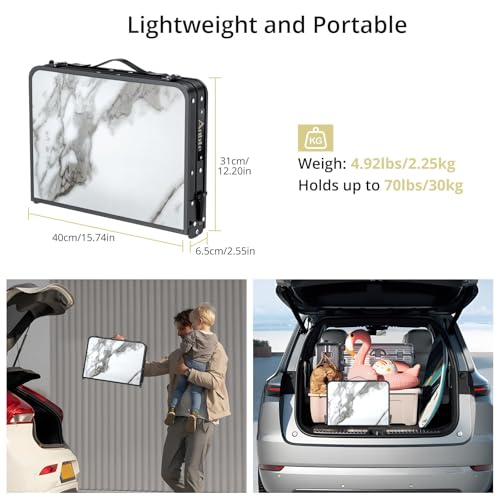image for Anbte Folding Camping Table with Storage Net, 3 Adjustable Height Max 