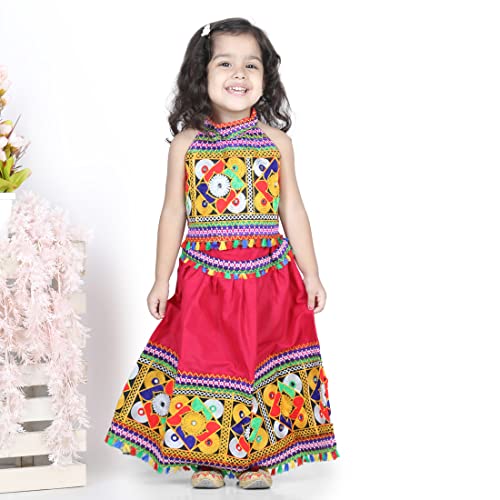 Bandhani halter neck chaniya choli - Pink4