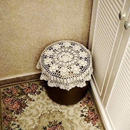 Damanni White Cotton Handmade Crochet Lace Tablecloth Doilies Table Overlay,Round,23 Inch,2PCS by Damanni - Used condition - Image 5