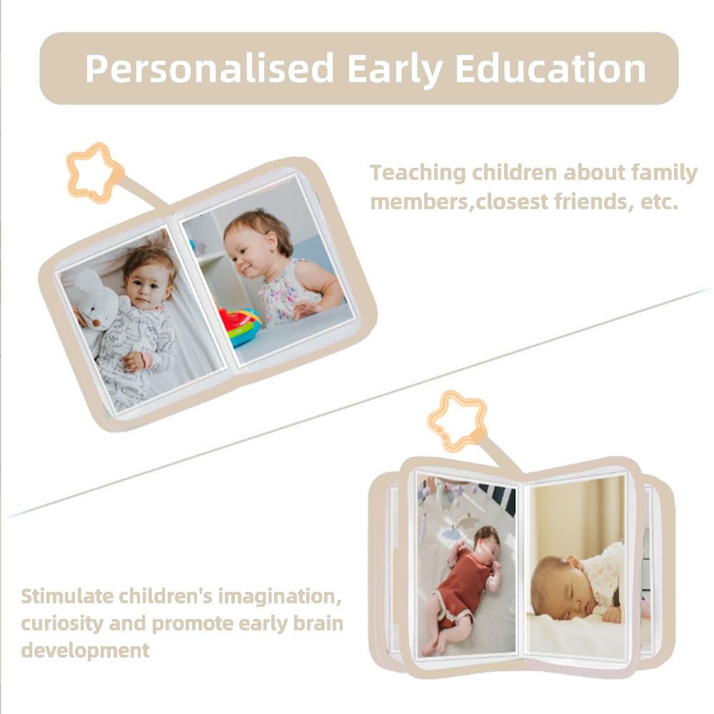 Oaygat Baby's My First Photo Album 17 4x6 Pictures Soft Cloth Photo Album with 2 Mirror Unisex Kids' Personalized Memory Photos Albums for Family Baby Shower Party Toddler Kid Girl - Image 3