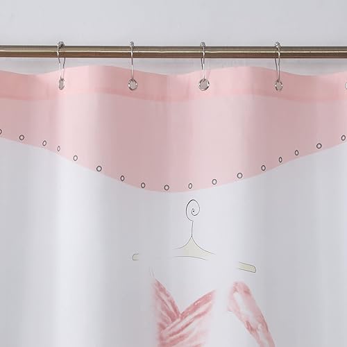 Miniatura 5 de Haute Farmhouse - Cortina de ducha de tela moderna de tela de poliéster rosa impermeable con estampado de poliéster rosa para baño, 72 pulgadas de
