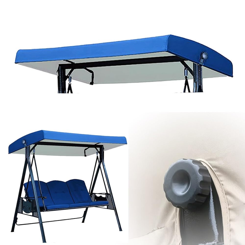 SMCMGECEUZ 75x47in Patio Swing Canopy Cover Waterproof Swing Canopy Replacement Top, Outdoor Porch Swing Cover Windproof Replacement Canopy For Garden Hammock(Royal Blue)