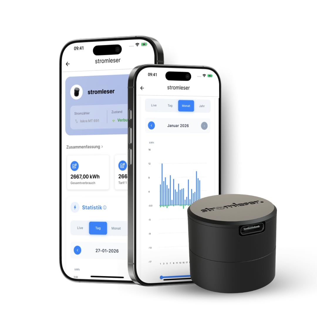 stromleser one WLAN Stromzähler auslesen IR Lesekopf mit App | Verbrauchstracker für Balkonkraftwerke & Zuhause Smart Home Messgerät Energiemonitor Plug & Play