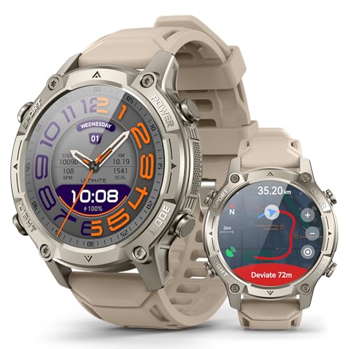 Smart Watch with Standalone GPS & Offline Maps, Compass, 5ATM Waterproof, 1.43" AMOLED, 21-Day Battery, 178 Sports Modes, Heart Rate/Blood Oxygen/Stress/Sleep Monitor, for Android iOS Men Wo