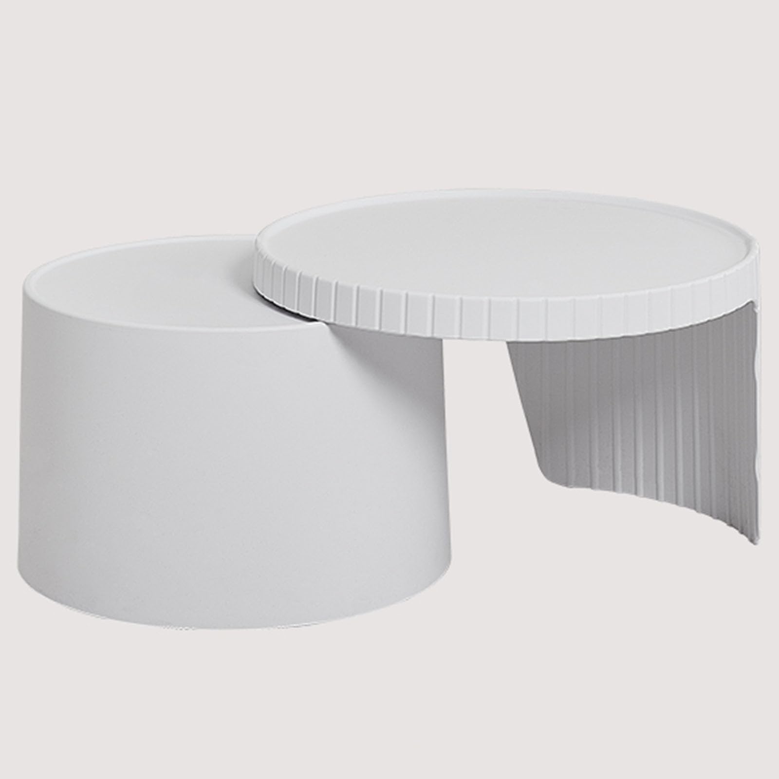 SXZenSpace Nesting Coffee Table Set of 2, Circle Side Modern, PP Material, No Need Assembly, for Living Room, Bedroom Balcony(White)