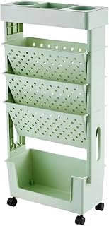 Estantería rodante Multiusos con estantes de Almacenamiento para Estudiantes y oficinas, Color Verde