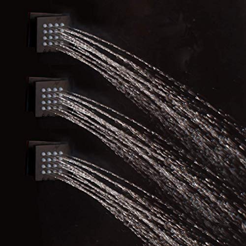 Robinet de douche à température noire avec pomme de douche plafond et système massage jets