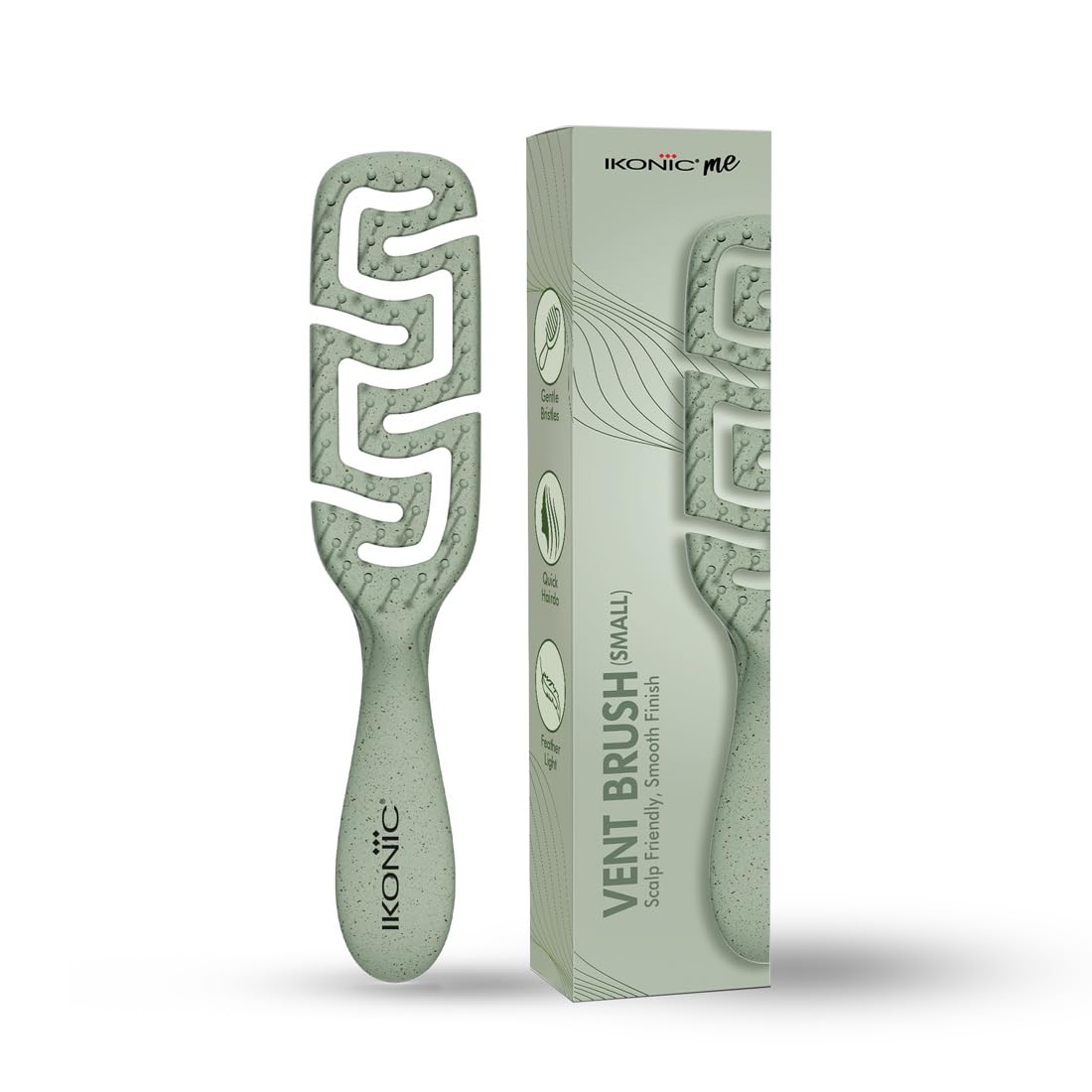 IKONIC Me Small Vent Hair Brush IKM-2121 Eco-Conscious, Wheat Straw Build, Ionic Bristles, Anti-Frizz Detangling, Fast-Drying Airflow, Rounded Tips for Scalp Massage, for Wet & Dry Hair – Jade Green-image-35