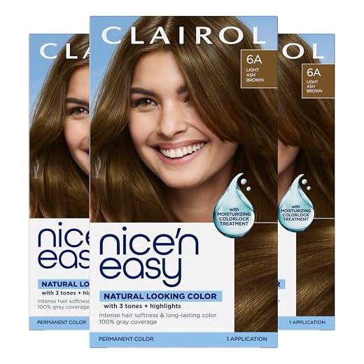 Clairol Nice'n Easy Permanent Hair Dye, 6A Light Ash Brown Hair Color, Pack of 3