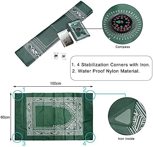 Pocket Travel Foldable Portable Waterproof Prayer Mat with Compass Blue