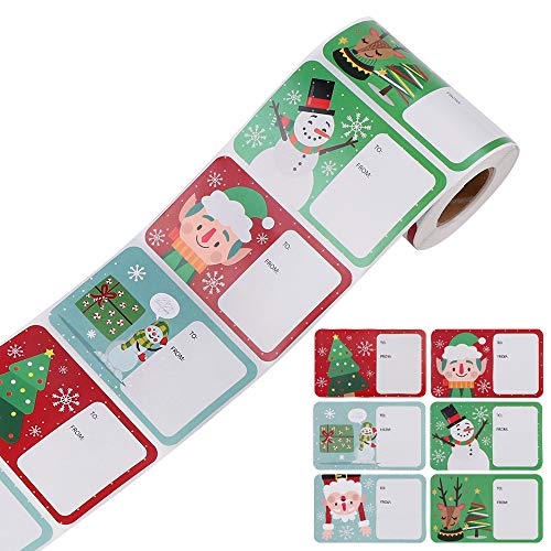 Preisvergleich Produktbild 250 Blatt Weihnachtsgeschenkanhänger Aufkleber Selbstklebende Aufkleber Neuheit Papieretiketten für Weihnachtsdekoration für Festival Präsentiert Etiketten Weihnachten zum Basteln
