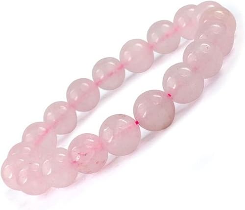 Crystal Agate Rose Quartz Stretch Bracelet - Pink Beaded Crystal for Heart Chakra, Balance, Calm, Meditation, Yoga & Spiritual Reiki Gift for Men