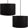 2 Pack Black Fabric Drum Light Shade, 30 x 20cm Pendant Lampshade, Modern Golden Inner Ceiling Light Shade for Table Lamp Bedside Lamp Floor Lamp