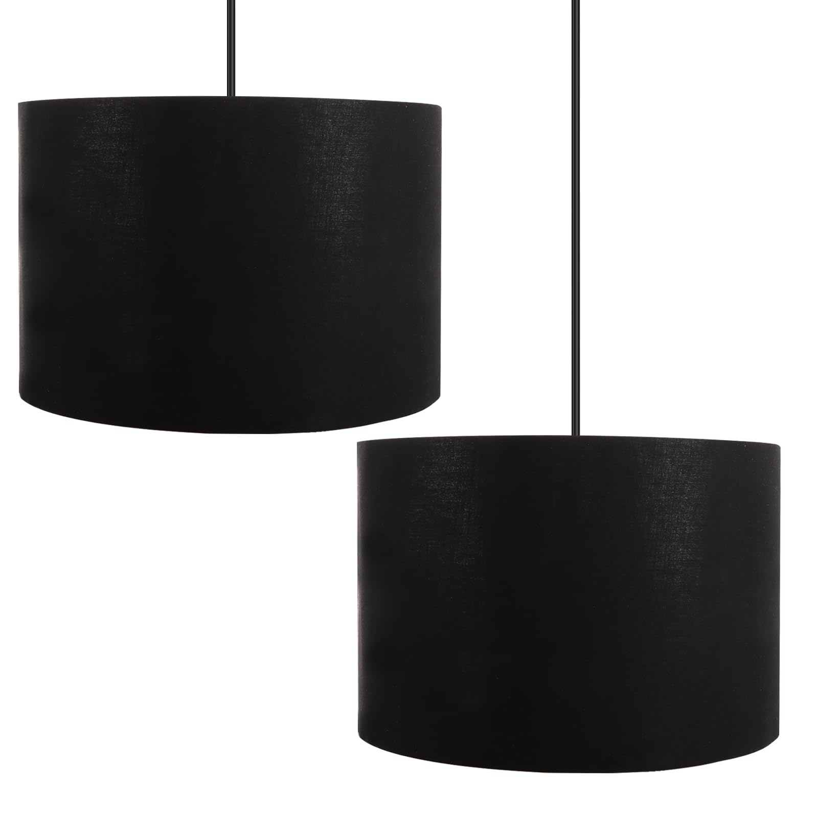 LDXDRU 2 Pack Black Fabric Drum Light Shade, 30 x 20cm Pendant Lampshade